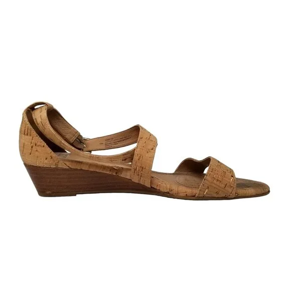 Sofft Innis Sandals Womens Gold Natural Leather Cork Wedge SF0001393 Size 10 - Picture 4 of 13